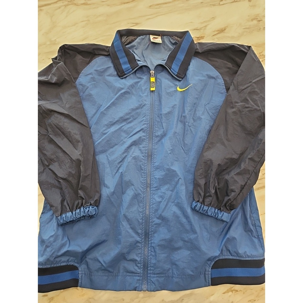 Vintage Nike Sportswear Mens Xlarge Windbreaker Jacket Blue w Yellow Swoosh